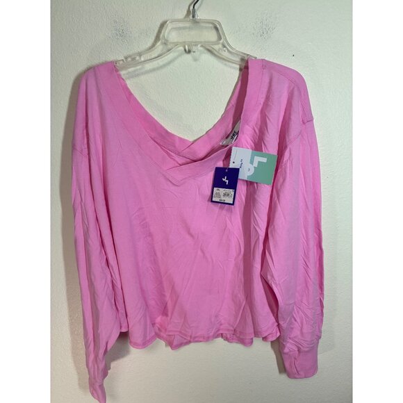 JoyLab Tops - NWT JoyLab Long Sleeve T-Shirt Boxy Fit Casual Cropped Pink Size XXL